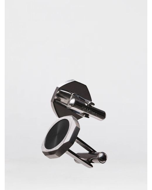 D1 Milano White Two-Tone Steel Cufflinks With Rounded Shape And Engraved Logo for men