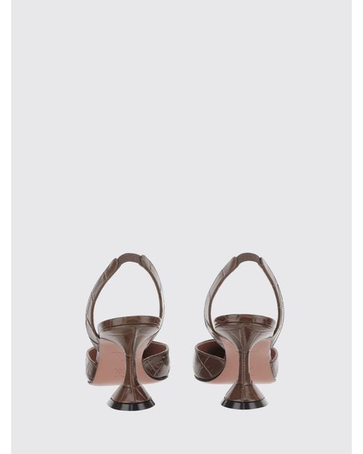 AMINA MUADDI Pink Holli Croc-Print Leather Slingback Pumps