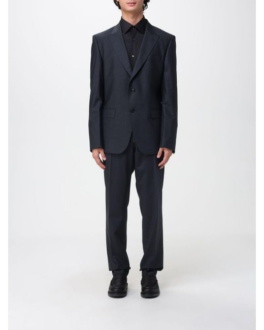 Boss Blue Stretch Wool Single Breasted Suit for men