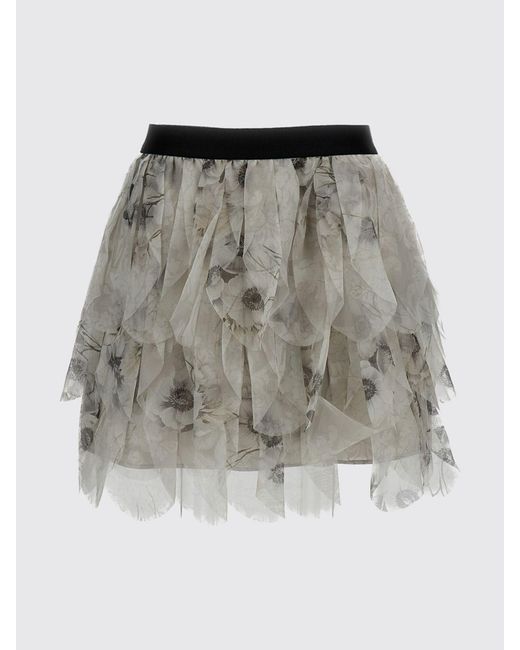Max Mara Gray Floral Print Silk Mini Skirt