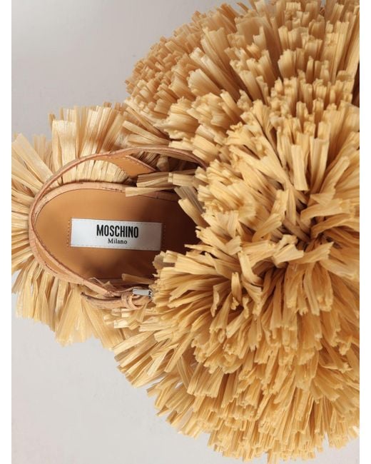 Moschino Couture Natural Raffia And Cork Sandal