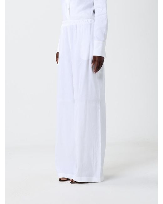 Max Mara Pure White Destino Palazzo Linen Blend Trousers
