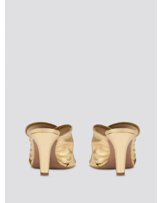 Paris Texas Natural Ruched Leather Mules Open Toe Heels