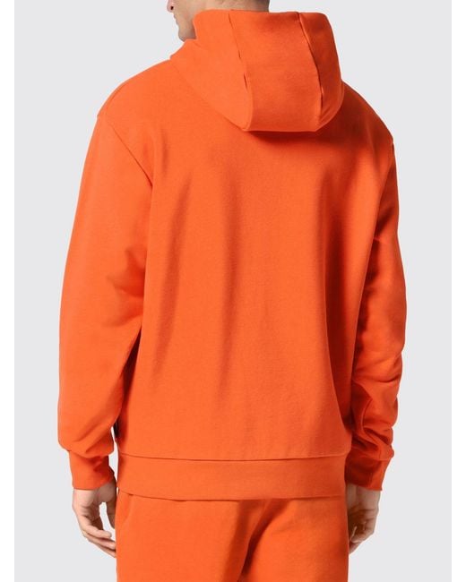 Philipp Plein Orange Graphic Print Cotton Hoodie With Dropped Shoulders for men