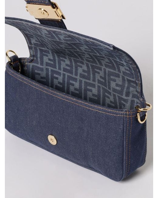 Fendi Blue Reversible Cotton Denim Baguette Bag
