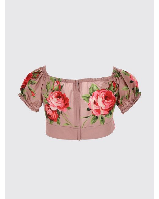 Dolce & Gabbana Pink Dolce &Amp Gabbana Cotton Top With Floral Print