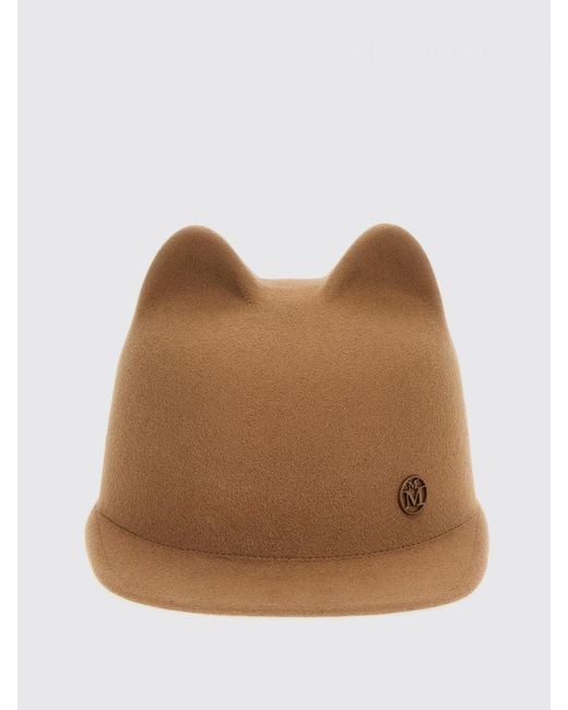 Maison Michel Brown Unique Headwear With Distinctive Design Elements A Stylish And Fashionable Hat Accessory