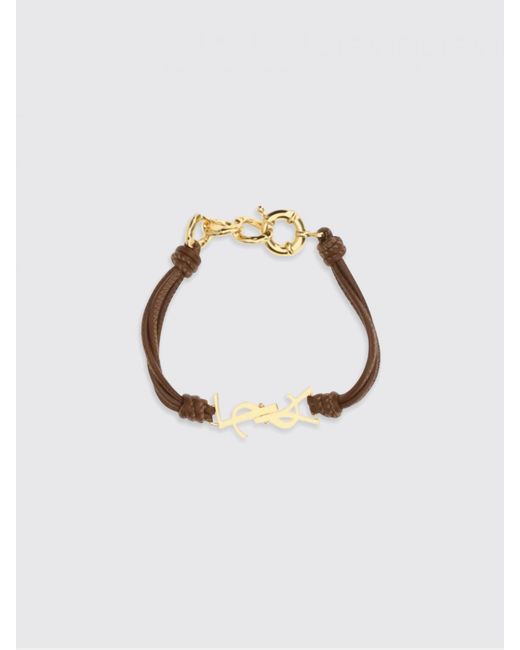 Saint Laurent Multicolor Cassandre Leather And Brass Bracelet