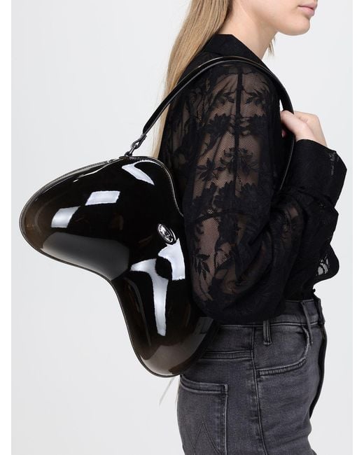 DIESEL Black Double-D Patent Leather Bag
