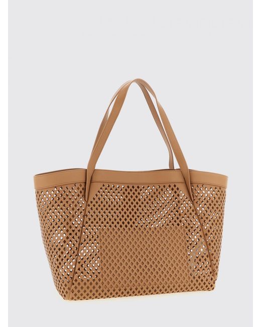 Twinset Brown Perforated Faux Leather Tote Bag