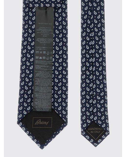 Corbata De Pura Seda Con Estampado Paisley Y Abstracto Brioni de hombre de color Blue