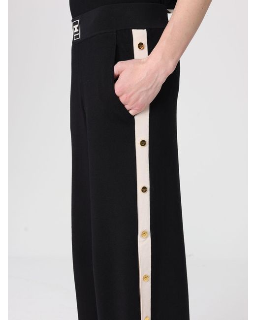 Elisabetta Franchi Black Viscose Knit Palazzo Trousers