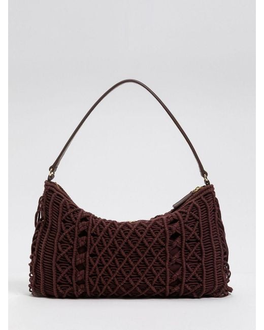 Twinset Purple Woven Cotton Bag