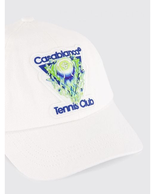 Casablanca White Embroidered Cotton Twill Cap for men