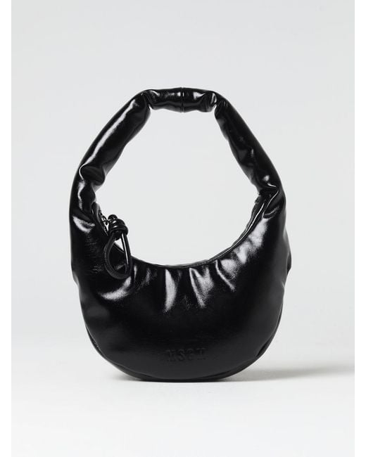 MSGM Black Bag In Natural Grain Synthetic Nappa