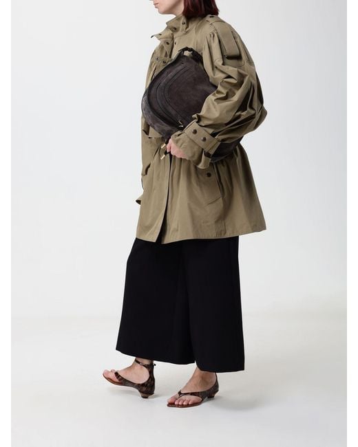 Chloé Natural ChloÉ Waterproof Cotton Trench Coat With High Neck And Epaulettes