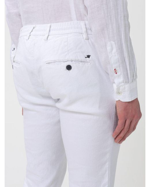 Mason's White Linen And Cotton Blend Drawstring Trousers for men