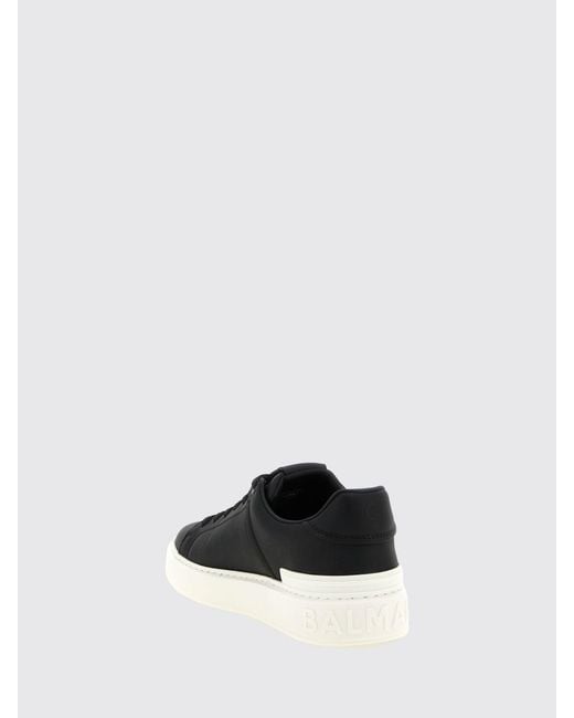 Balmain White B-Court Bicolour Smooth Calf Leather Trainers for men