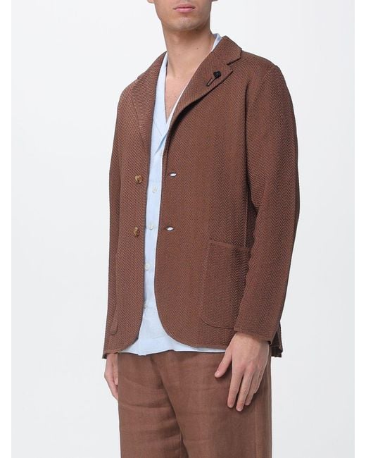 Lardini Brown Single-Breasted Cotton Blend Blazer for men