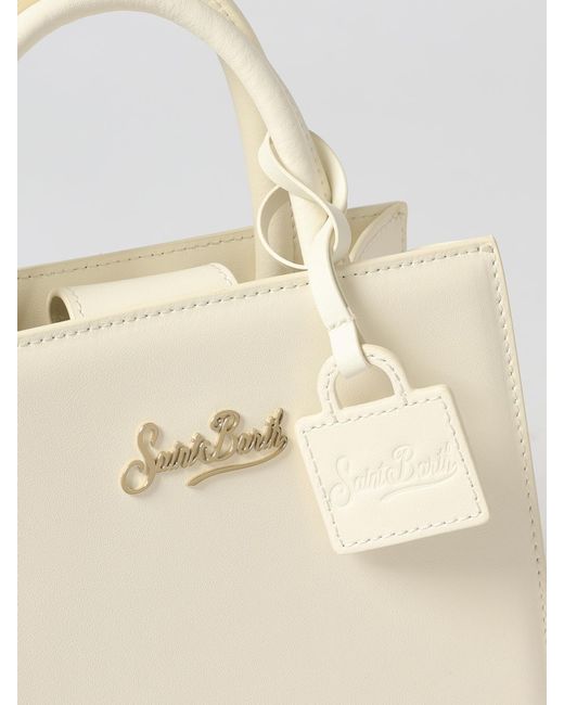 Mc2 Saint Barth Women's City Bag Mid Fringe Canvas Shoulder Bag White