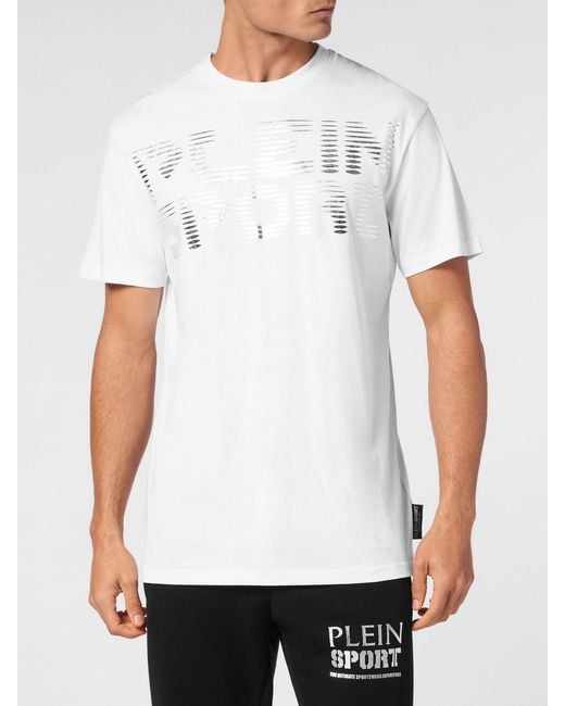 Philipp Plein White Cotton Jersey T-Shirt With Laminated Contrast Logo for men