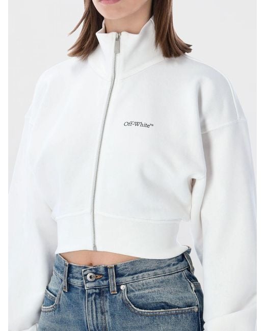 Off-White c/o Virgil Abloh Blue Cropped Cotton Sweatshirt