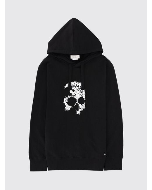McQueen Blue Cotton Hoodie With Skull Print for men