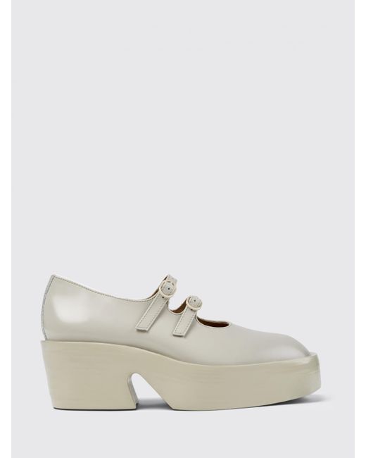 Camper White Billie Brushed Leather Pumps