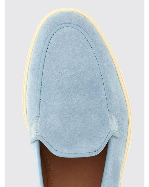 Santoni Blue Suede Loafer