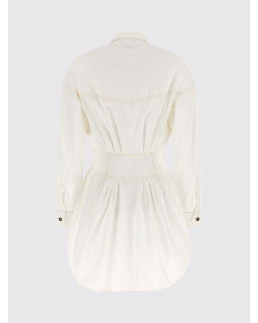 Versace White Slim Fit Cotton Poplin Mini Shirtdress With Patch Pockets