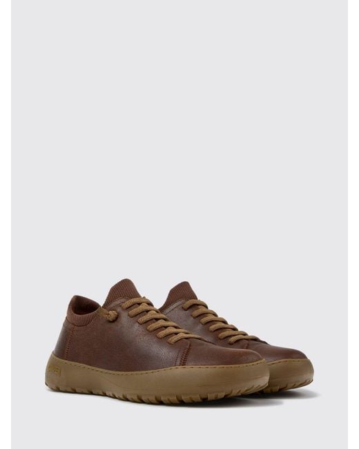Camper Brown Peu Serra Regenerated Leather Slip-On Sneakers With Vibram Sole for men