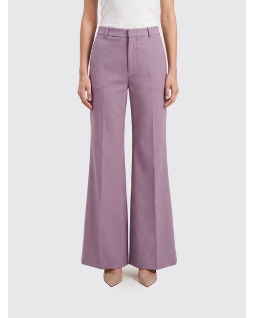 Chloé Purple ChloÉ Wide-Leg Pleated Cotton Trousers With Mid-Rise Waist