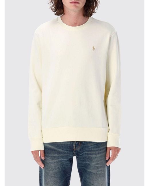 Polo Ralph Lauren White Cotton Crewneck Sweatshirt With Pony Logo for men