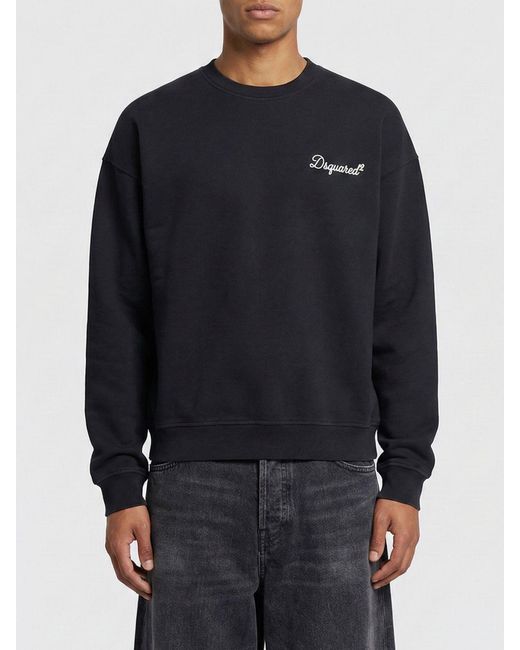 DSquared² Blue Cotton Crewneck Sweatshirt With Logo for men