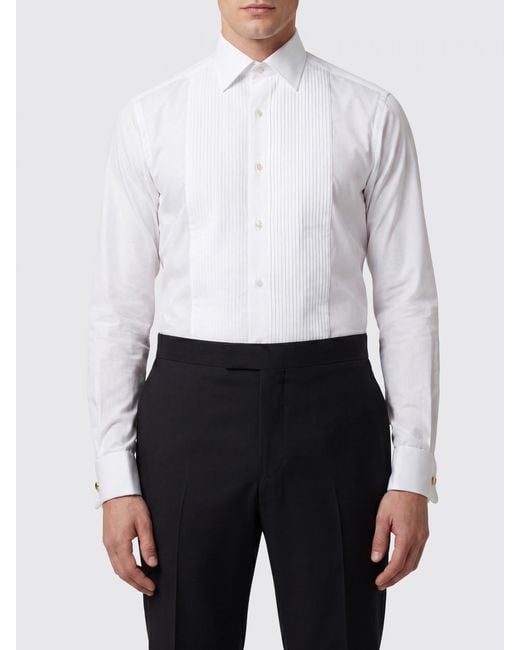 Tom Ford White Slim Fit Cotton Poplin Evening Shirt With Pleated Plastron for men
