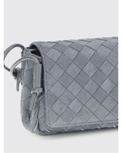 Bottega Veneta Gray Notturno Woven Suede Bag