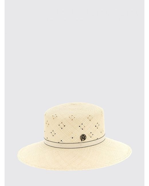 Maison Michel Natural Ludi Openwork Raffia Wide-Brim Hat With Ribbons