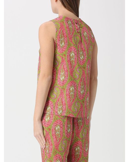 Etro Red Sleeveless Crêpe Top With Paisley Print