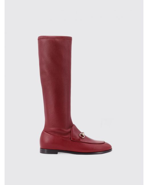 Gucci Red Flat Ankle Boots