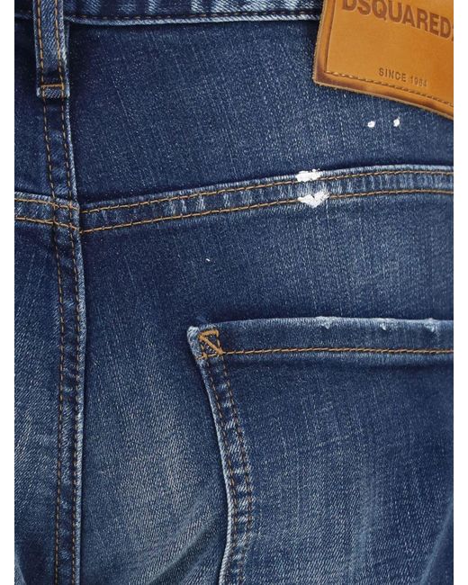 DSquared² Blue Skater Skinny-Fit Stretch-Denim Jeans With Distressed Effect for men