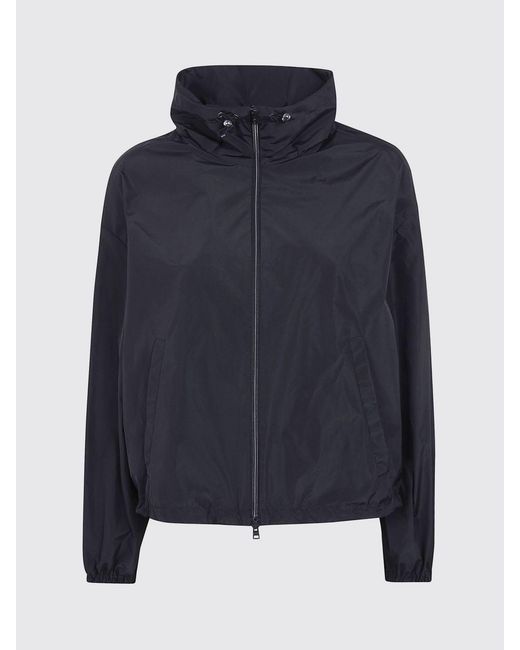 Herno Blue Short Water-Repellent Taffeta Windbreaker Jacket With Hood And High Neck