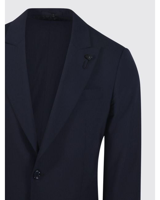 Lardini Blue Single-Breasted Virgin Wool Blazer for men