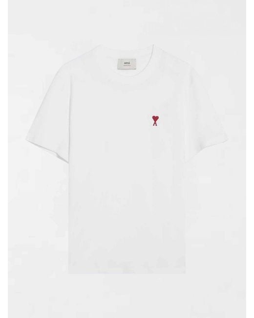 AMI White Organic Cotton T-Shirt With Logo for men