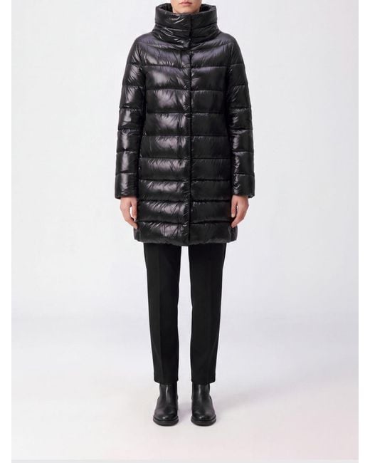 Herno Black Dora Water-Repellent Ultra-Light Nylon Down Coat With High Neck