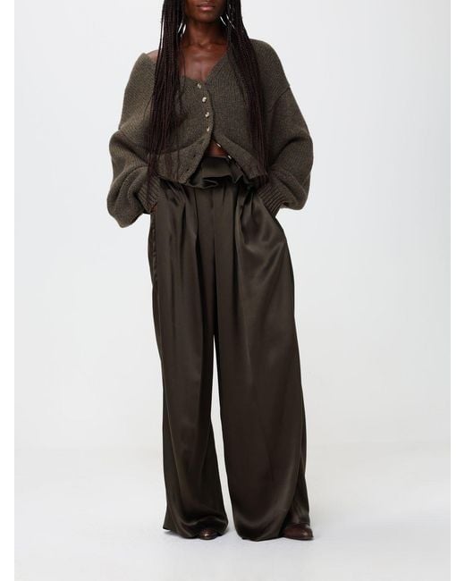 Khaite Green Deep V-Neck Pure Cashmere Cardigan