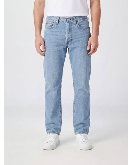 Levi's Blue 5-Pocket Straight-Fit Cotton Denim Jeans for men