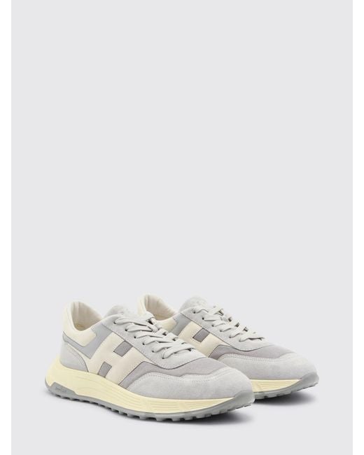 Hogan White H669 Suede And Mesh Sneakers for men