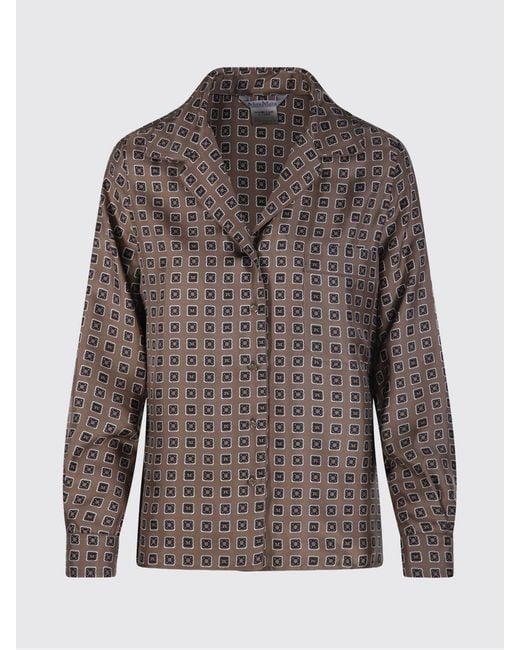 Max Mara Brown Disco Printed Silk Shirt
