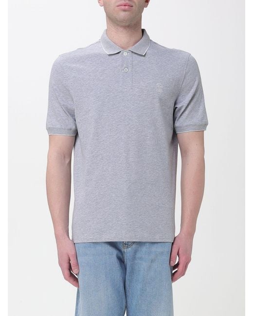 Brunello Cucinelli Blue Cotton Polo Shirt for men