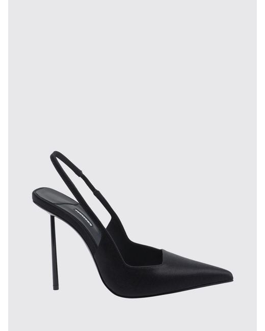 Le Silla Black Amelia Satin Slingbacks With A High Stiletto Heel And Almond Toe
